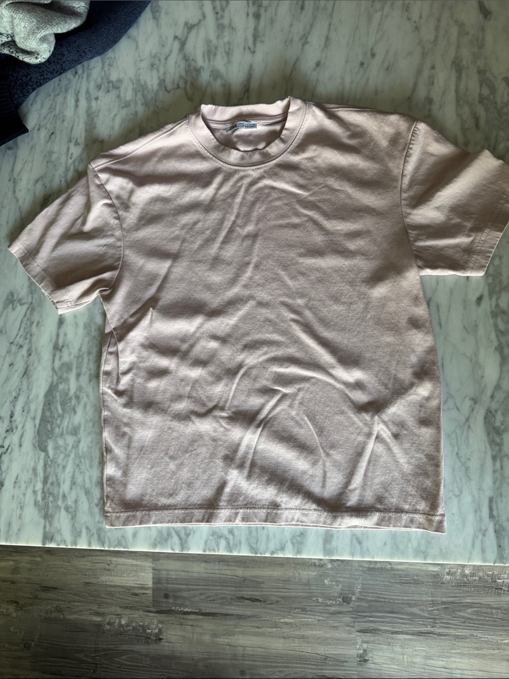 Zara Soft Crewneck T‑Shirt in Pale Pink